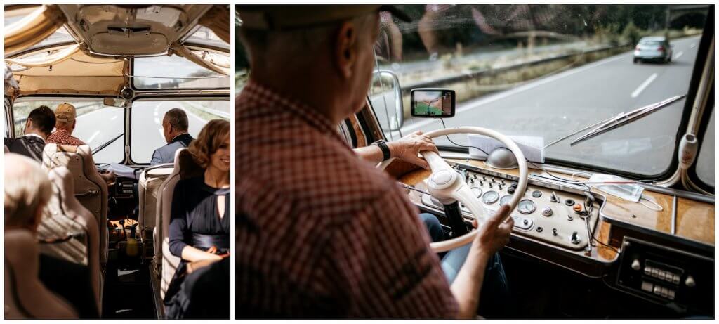 Busfahrt mit Hochzeitsgesellschaft