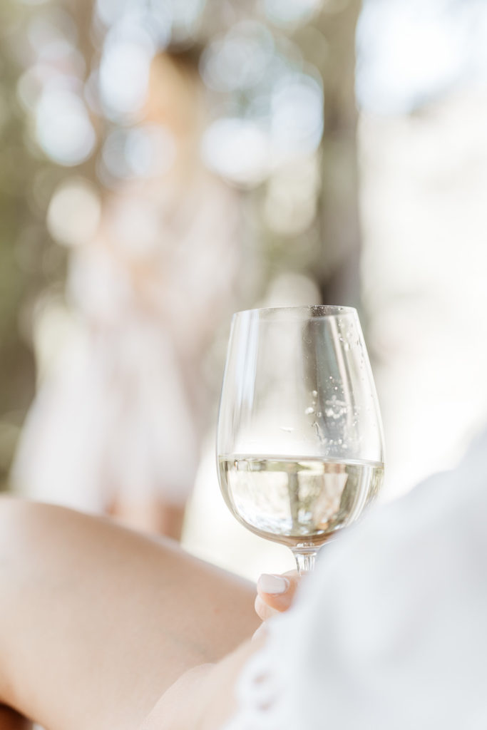 a person holding a glass of wine