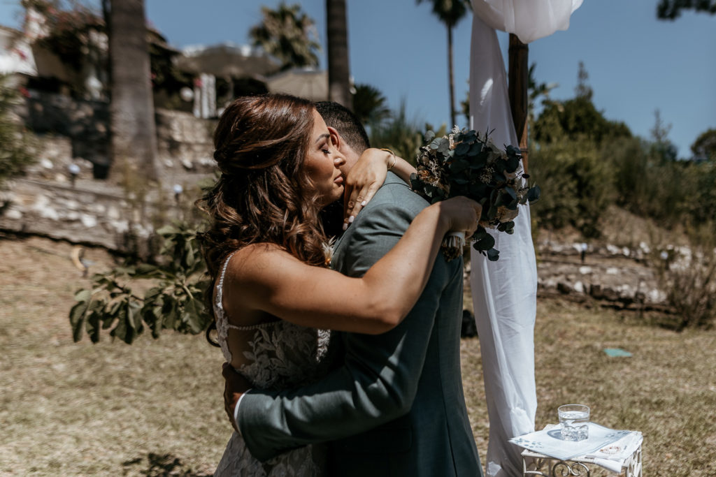 a man and woman hugging