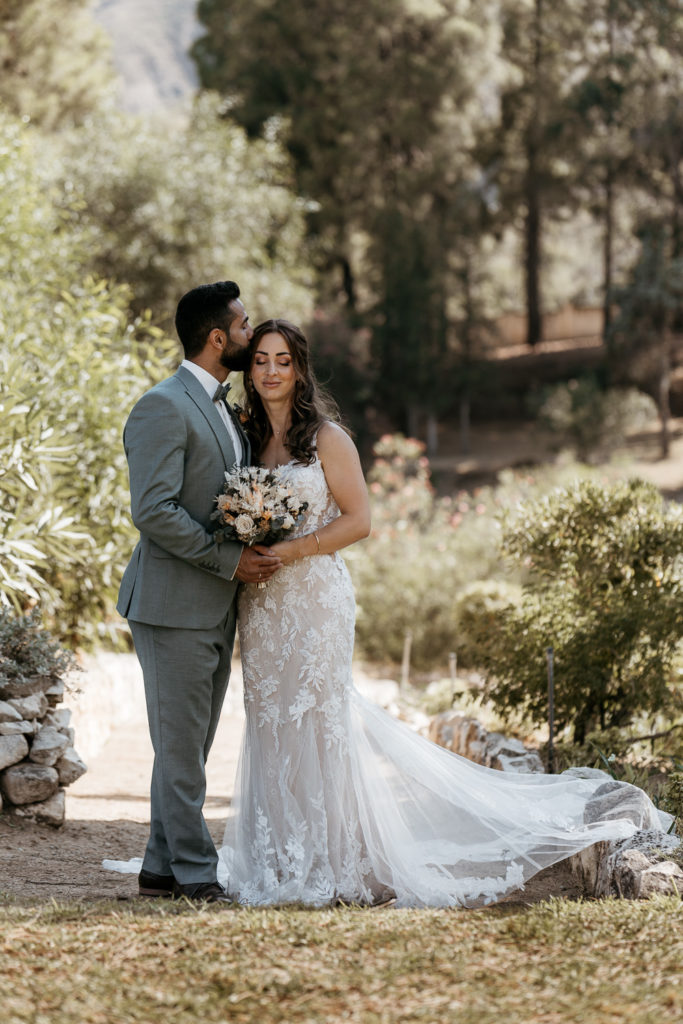 a man and woman in a wedding dress