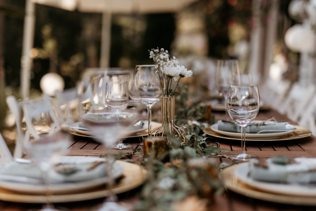 a table set for a dinner party