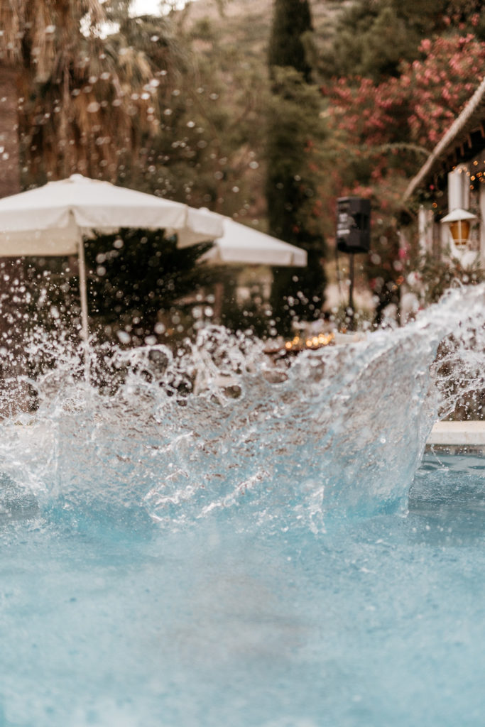 a water splashing in a pool